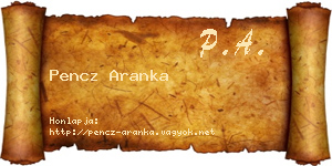 Pencz Aranka névjegykártya
